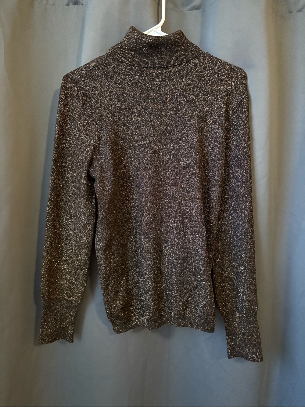 Chico's Black turtleneck Sweater with Gold Metallic Thread size 1